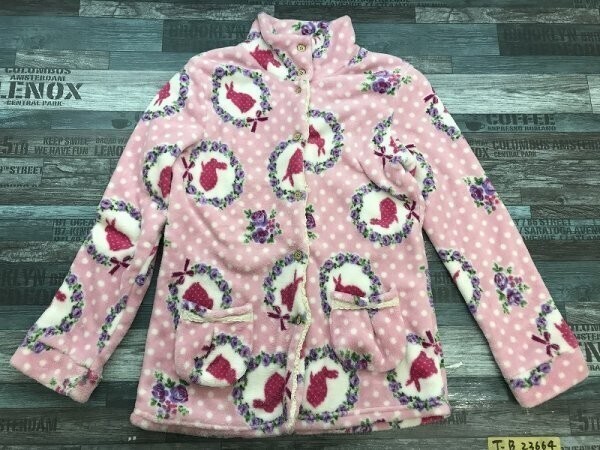 yutorila レディース 花柄 フリースジャケット ルームウェア M-L ピンク拍卖