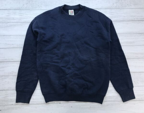 FRUIT OF THE LOOM フルーツオブザルーム メンズ オールド 古着 無地 スウェット トレーナー 裏起毛 コットン50% ポリエステル50% S 紺拍卖
