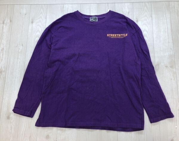 EIGHTY エイティー K-POP ティーン 韓国製 ストリート ユニセックス 転写 英字 グラフィック バックプリント 長袖Tシャツ トップス FREE 紫拍卖