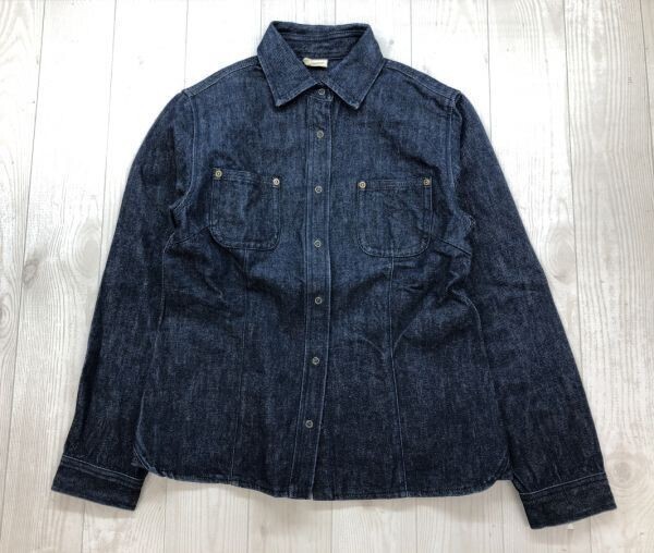 Hampstead ハムステッド 両胸ポケット ランチ ワーク デニム ウエスタン レトロ アメカジ 長袖シャツ スナップボタン レディース 古着 M 紺拍卖