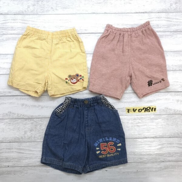 MIKIHOUSE ミキハウス・BEBE べべ・MINILAND キッズ ハーフパンツ 3点セット まとめ売り 90 紺黄色ピンク拍卖