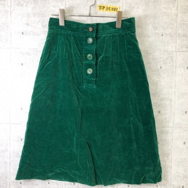 レディース ベロア調 レトロ 膝丈 スカート L 緑拍卖