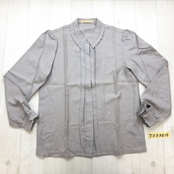 NOBLE GOUT レディース 襟・袖 スカラップレース ピンタック ブラウス 9 グレージュ拍卖