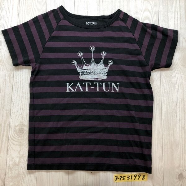 KAT-TUN LIVE TOUR 2010 カトゥーン レディース ボーダー 半袖Tシャツ 紫黒拍卖