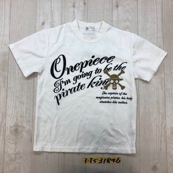 ONE PIECE ワンピース キッズ 英字プリント メッシュ 半袖Tシャツ 140 白拍卖