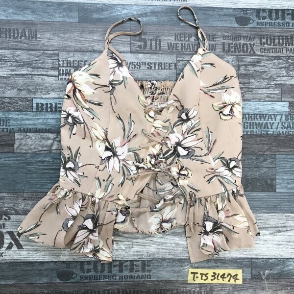 eimy レディース 花柄 レースアップ キャミソール F ベージュ拍卖