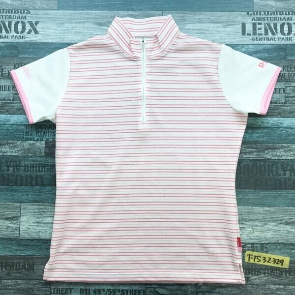 PARADISO GOLF パラディーゾ レディース 日本製 ボーダー ハーフジップ ドライ 半袖ポロシャツ M 白ピンク拍卖