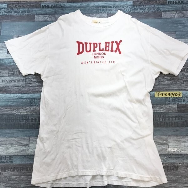 DUPLEIX メンズ ビッグロゴ 半袖Tシャツ 白拍卖