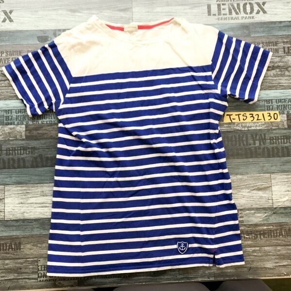 nano universe ナノユニバース レディース マリンボーダー 半袖Tシャツ 42 青白拍卖