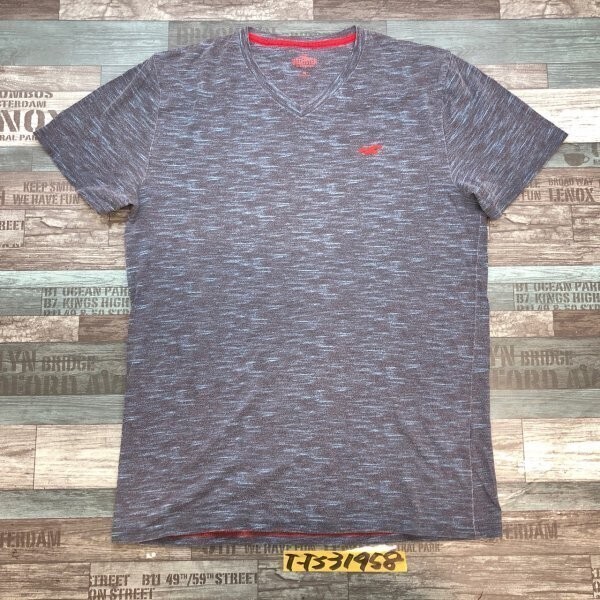 Hollister ホリスター メンズ ロゴ刺繍 Vネック 半袖Tシャツ M 杢ネイビー拍卖