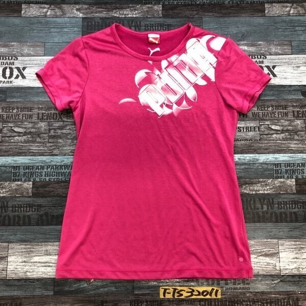 PUMA プーマ レディース グラフィック ロゴプリント 半袖Tシャツ M ピンク拍卖