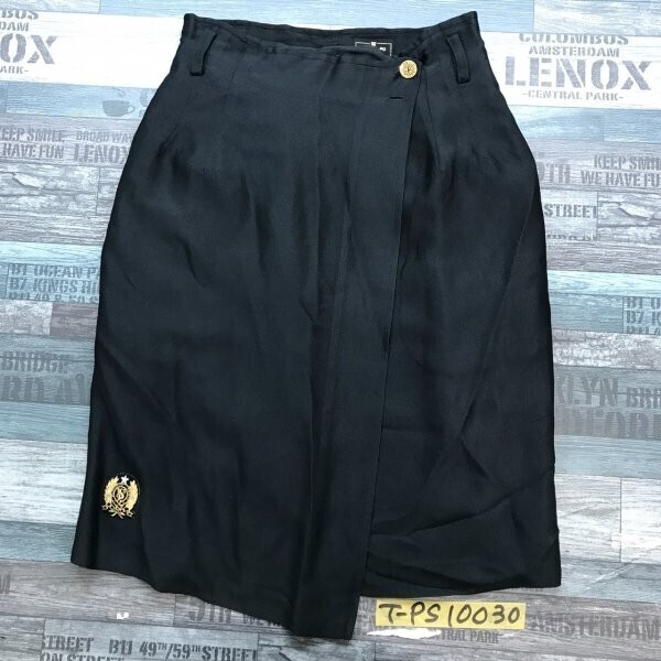 VALENZA PO レディース ミディ丈 巻きスカート 裏地付き 黒 M クリーニング済み拍卖