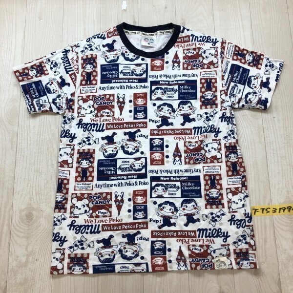 PEKO&POKO ペコアンドポコ メンズ レディース ミルキー 総柄 半袖Tシャツ M 白紺レンガ拍卖