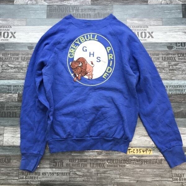 SCREEN STARS メンズ USA製 プリント ラグラン トレーナー M 青拍卖