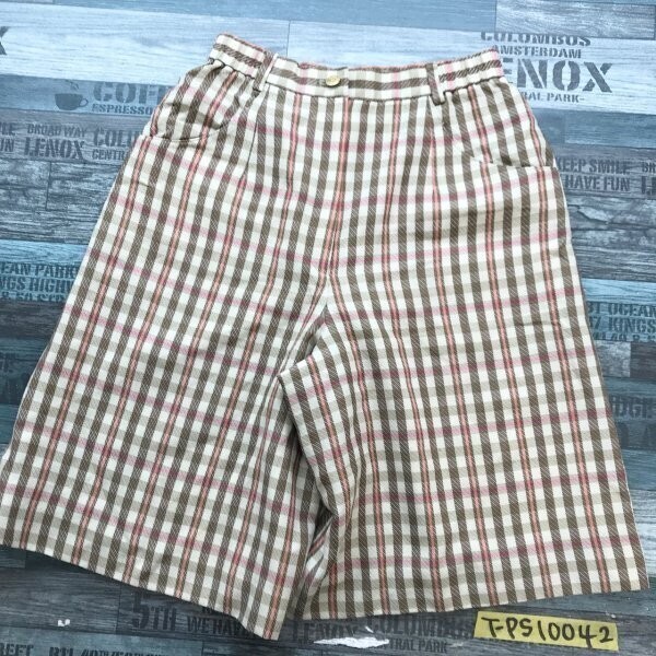 HANAE MORI GOLF ハナエモリ レディース ゴルフ チェック柄 キュロット ハーフパンツ M ブラウン拍卖