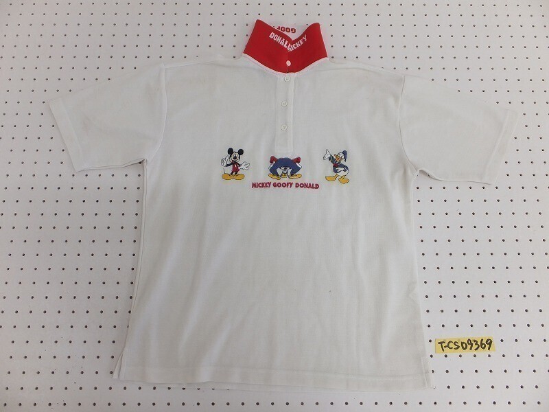 MICKEY Unlimited ミッキーアンリミテッド メンズ ミッキーグーフィードナルド 刺繍 半袖ポロシャツ L 白赤拍卖