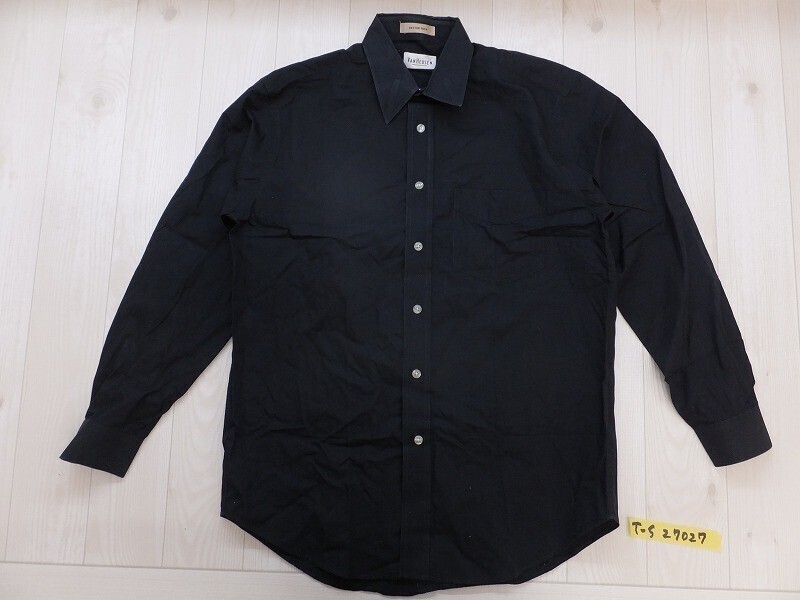 VAN HEUSEN メンズ コットン 胸ポケット 長袖シャツ 15 1/2 黒拍卖