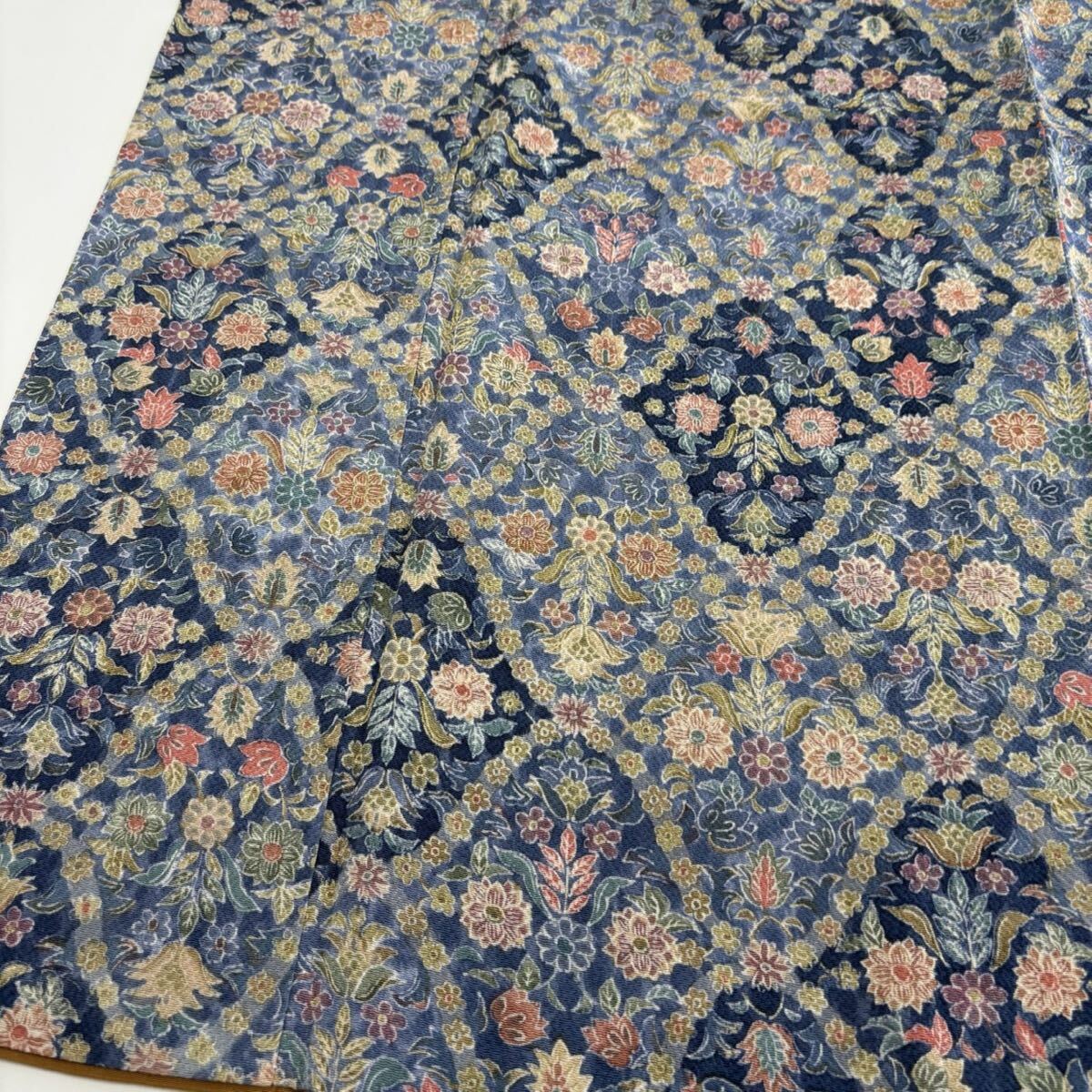 小紋 ちりめん 上品な花模様 着物 正絹 W-7660拍卖