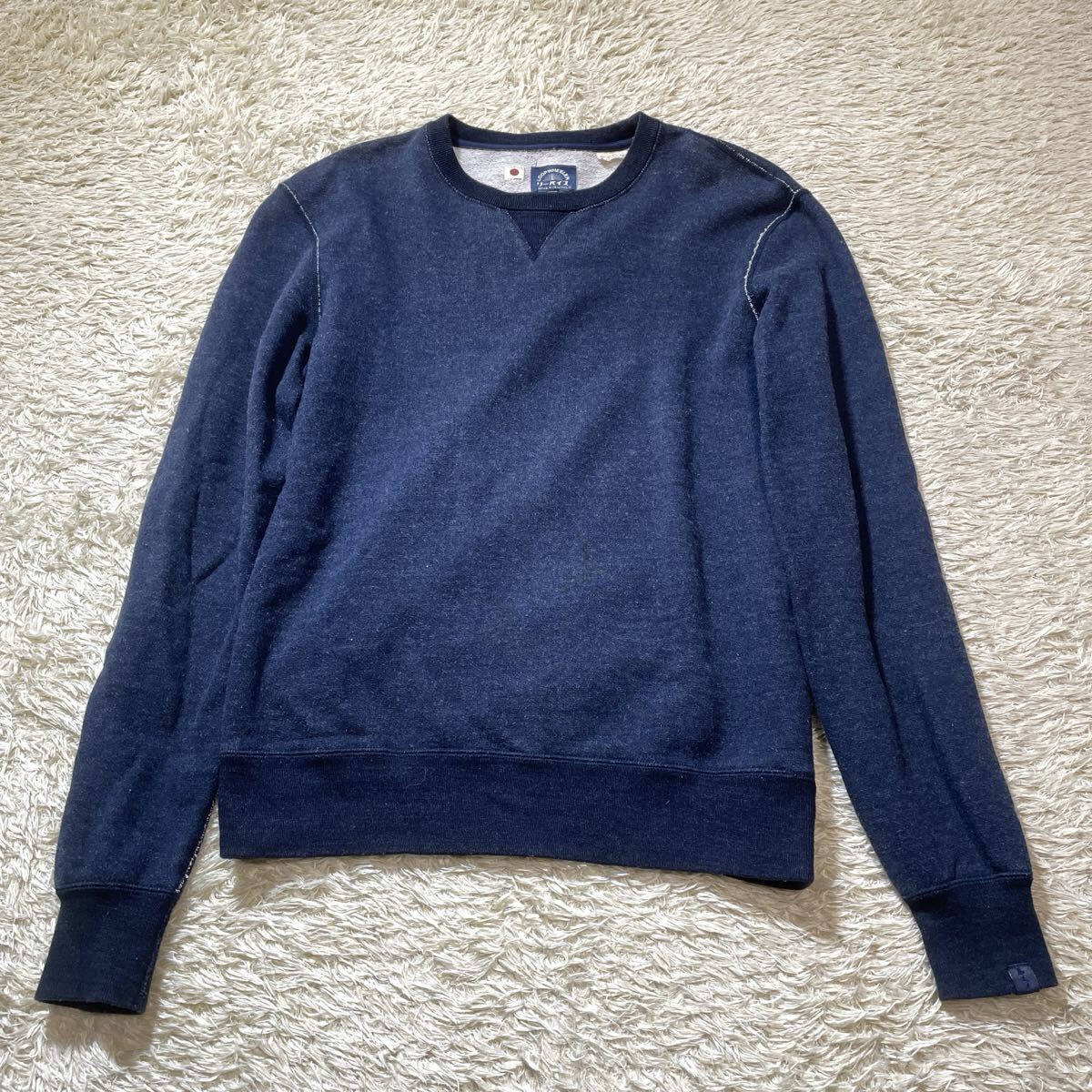 ループウィラー x リーバイス 限定コラボ インディゴ スウェット トレーナー クルーネック トップス LOOPWHEELER Levis メンズ S拍卖