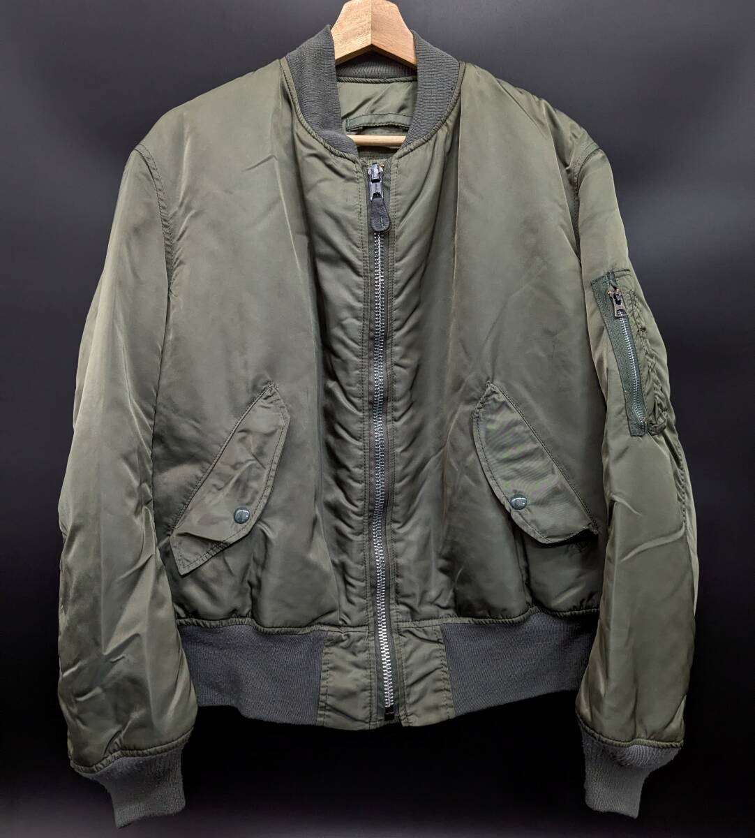 5013S ヴィンテージ 90's ALPHA アルファ USAF MIL-J-82790J IDEAL ジップ USA アメリカ製 MA-1 フライトジャケット Lサイズ拍卖