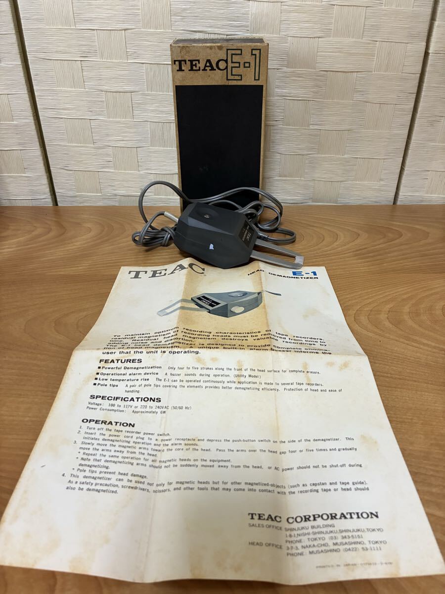 TEAC E-1、ヘッドイレーサー、HEAD DEMAGNETIZER、強い消磁力、消磁機、プロ用から一般家庭用までOK p(^v^)qの品です拍卖