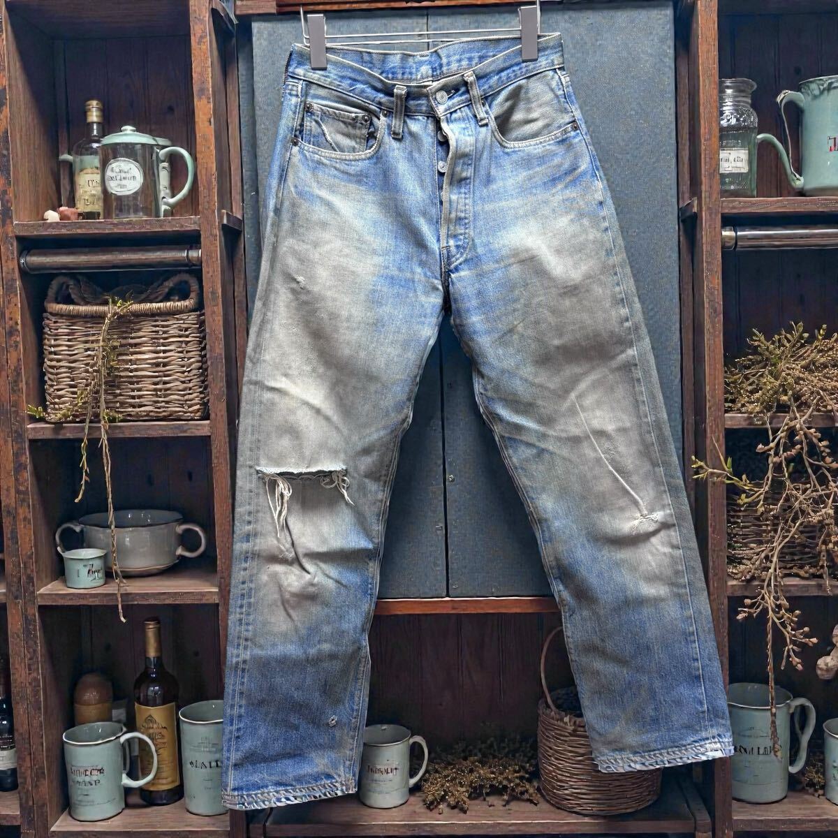501 66後期 オリジナル スペシャル 炭鉱系 エイジング ヴィンテージ チェーン 70s Levi’s USA製 赤耳 ダメージ ビンテージ 拍卖