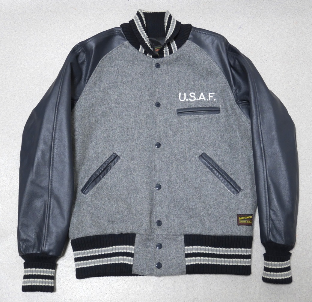 USA製 AVIREX × SKOOKUM U.S.A.F. 袖革 スタジャン 38 袖レザー ジャケット アヴィレックス スクーカム アメリカ製拍卖