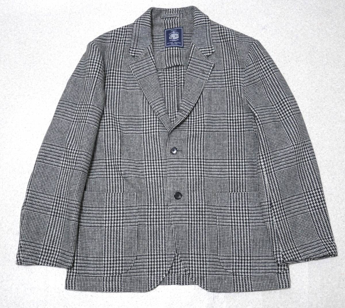 J.PRESS ジェイプレス チェック ウール テーラードジャケット グレー A6 ゆったり目 秋冬 ブレザー拍卖