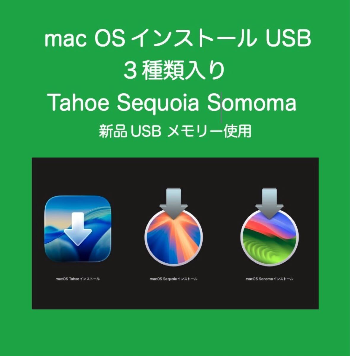 mac OS インストールUSB(Tahoe・Sequoia・Sonoma )3種類入り拍卖
