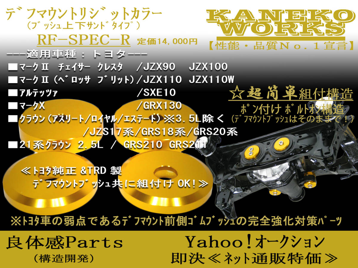 マーク2JZX90JZX100JZX110SXE10GRX130_クラウン3.5L除くJZS17系GRS18系GRS20系GRS210GRS211 KANEKOWORKSデフマウントリジットカラーRFR_拍卖