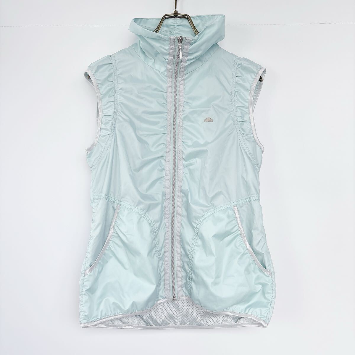 【ellesse エレッセ】軽量 スタンドカラー ベスト L 水色 シャーリング スポーツウェア/ランニング/テニス/ゴルフ レディース拍卖