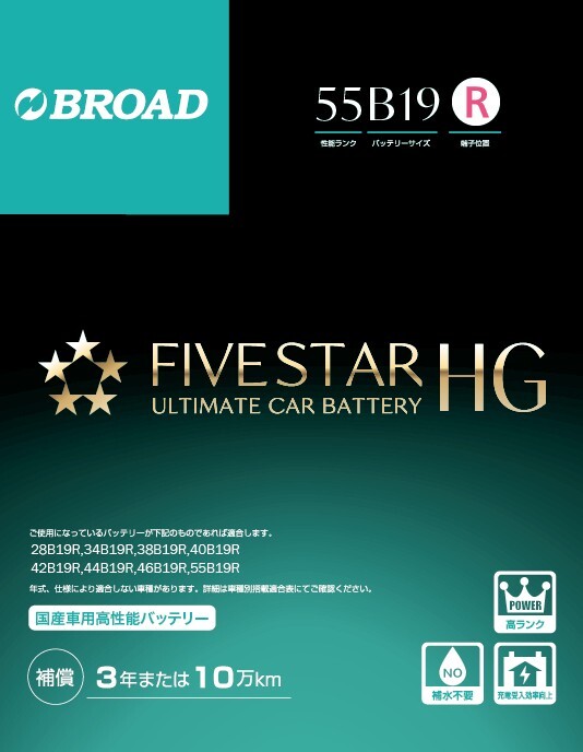 55B19R FIVESTARHG ファイブスターHG セミシールドメンテナンスフリーバッテリー 送料無料(沖縄・離島・北海道は除く)拍卖