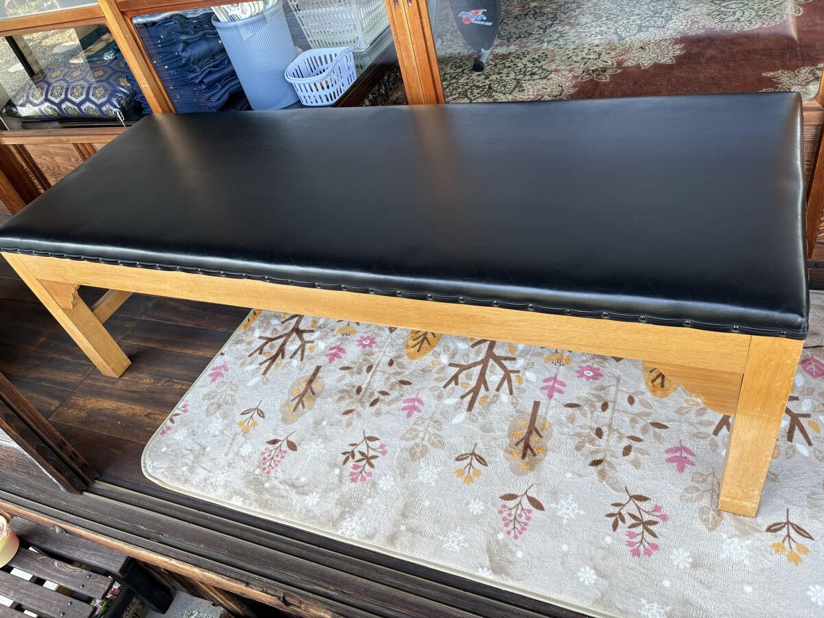 ★大阪/店舗受け取り可★マッサージ台 施術台 介護用 木製フレーム 合皮ブラック 約180×65×高さ55cm 診察台 リハビリ 簡易ベッド★拍卖