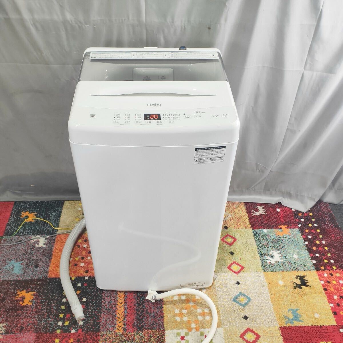 F 2024年製 わりと美品 Haier 全自動電気洗濯機 5.5kg JW‐U55B ホワイト ハイアール 一人暮らし 家庭 モノトク拍卖