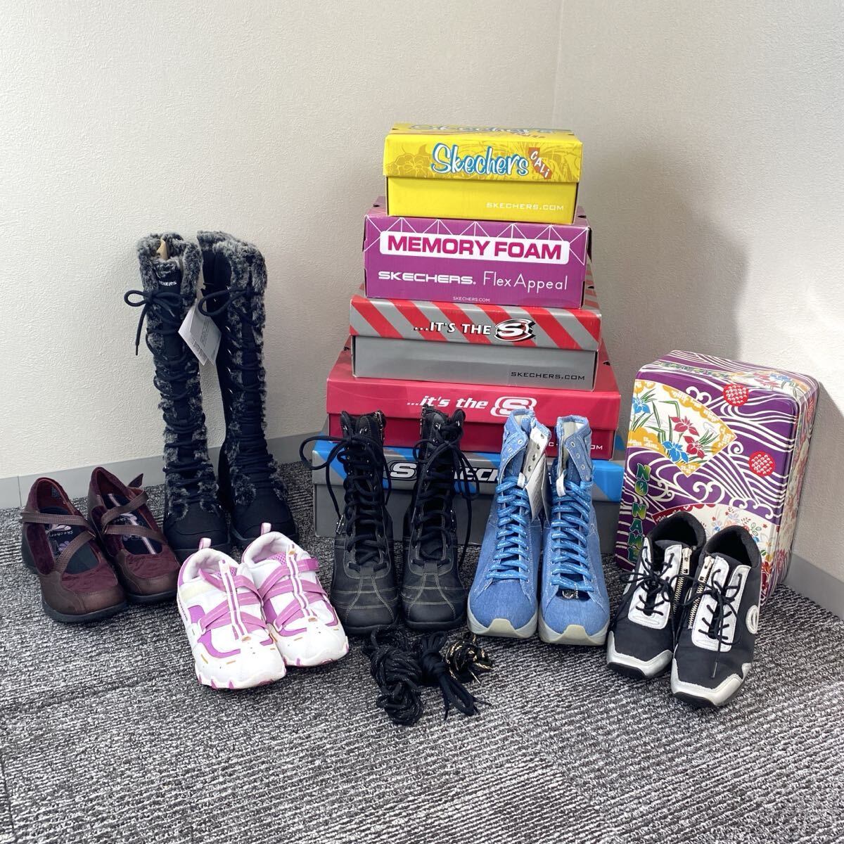 F 未使用品あり 靴 6点まとめ SKECHERS スケッチャーズ NO NAME ノーネーム スニーカー ブーツ シューズ レディース モノトク拍卖