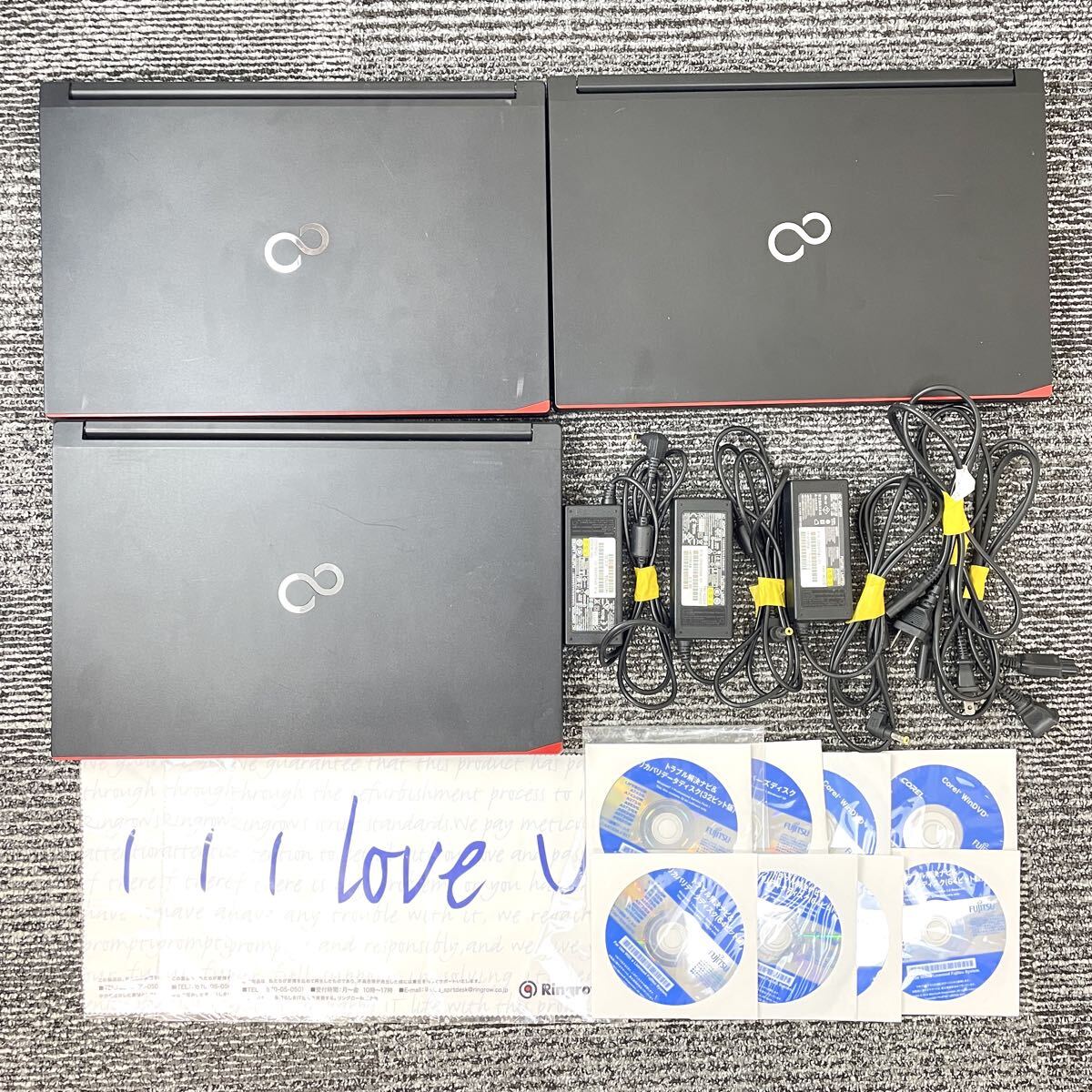 ☆ FUJITSU LIFEBOOK A573/G ノートパソコン 3台まとめ +周辺機器 FMVA03008 ブラック ノートPC 2019年製 説明書付き モノトク拍卖