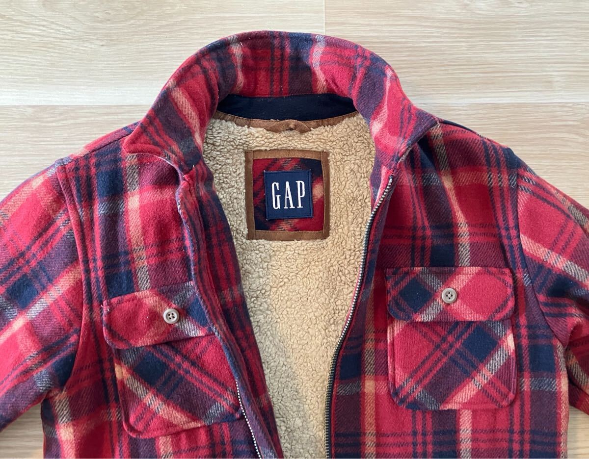 OLD GAP オールド ギャップ 裏ボア CPO ジャケット チェック シャツ ウール フロントジッパー ハンドウォームポケット Mサイズ 肉厚 防寒拍卖