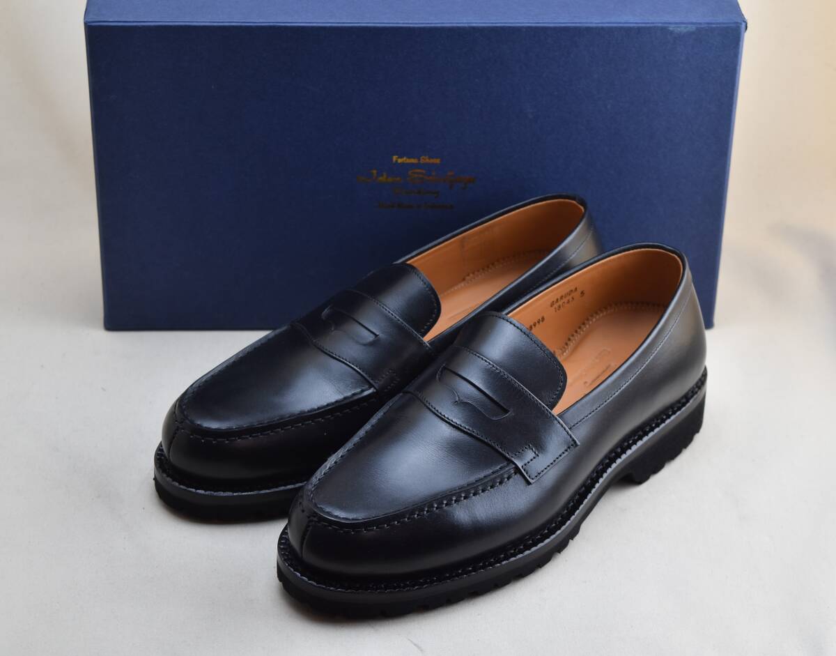 JALAN SRIWIJAYA ジャランスリワヤ フレンチサドルローファー GARUDA 黒カーフ 98998-5 23.5-24cm相当 未使用品拍卖