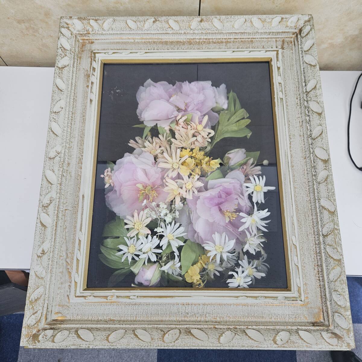 【良品】壁飾り 造花 額縁 立体 アンティーク調拍卖