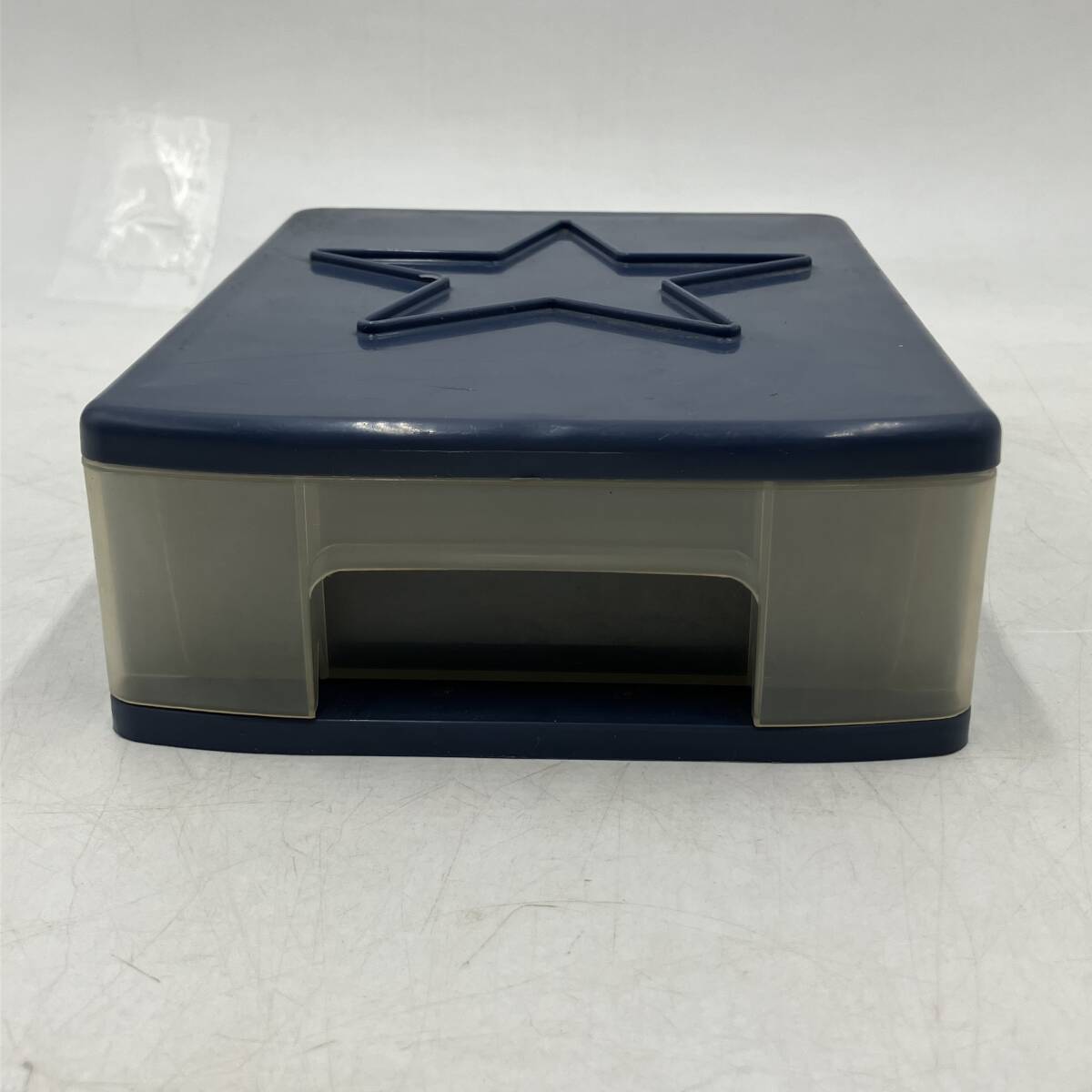 【現状品】小物入れ 1段 引き出し 卓上 紺色 1点 収納 片付け ポップ 星 レトロ拍卖