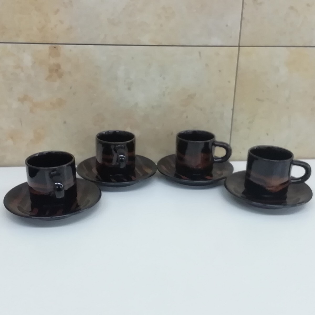 【中古】 コーヒーカップ&ソーサー 御浜焼き4脚セット拍卖