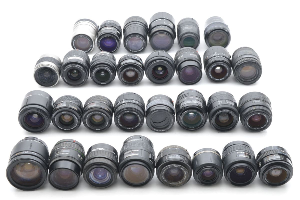 ★30個まとめ★ メーカーいろいろ レンズ AF MF 一眼 訳あり カメラ ジャンク 大量 動作未確認 M274#0#00033拍卖