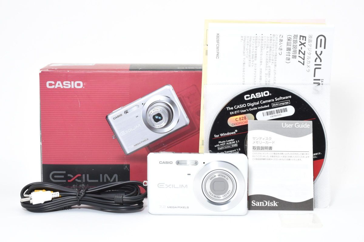 ★訳あり極上品★ CASIO カシオ EXILIM EX-Z770 ホワイト 箱 説明書 各種ケーブル 基本動作OK AU5371#0044#0008拍卖