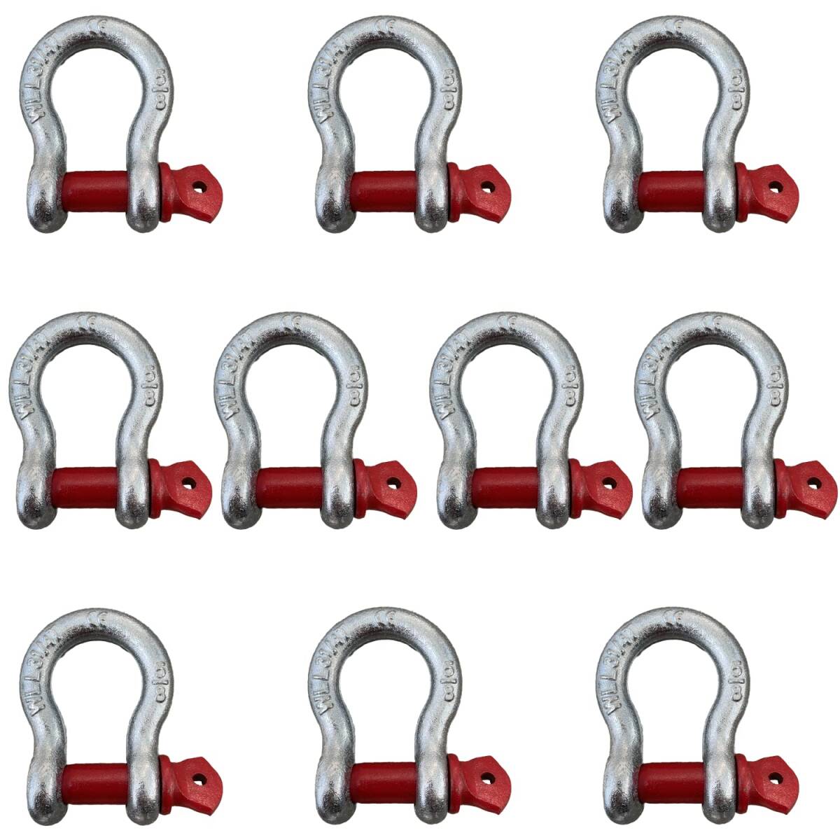 鍛造シャックル 弓型 3.25t 10個セット 強力 荷締め 吊り上げ 牽引 金具 吊具 作業用 固定 ステンレス スチール 製拍卖