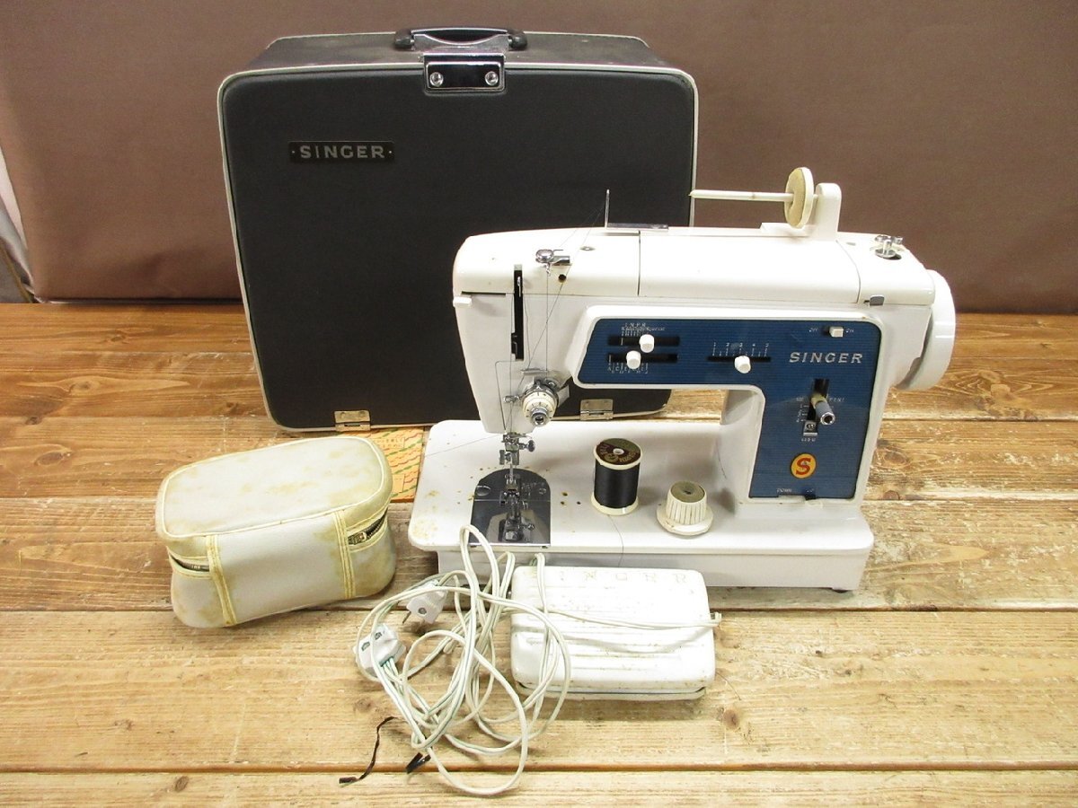 【YB-2767】レトロ SINGER シンガーミシン 615U? 型番不明 ケース付 ハンドメイド ペダル付 ジャンク 東京引取可【千円市場】拍卖