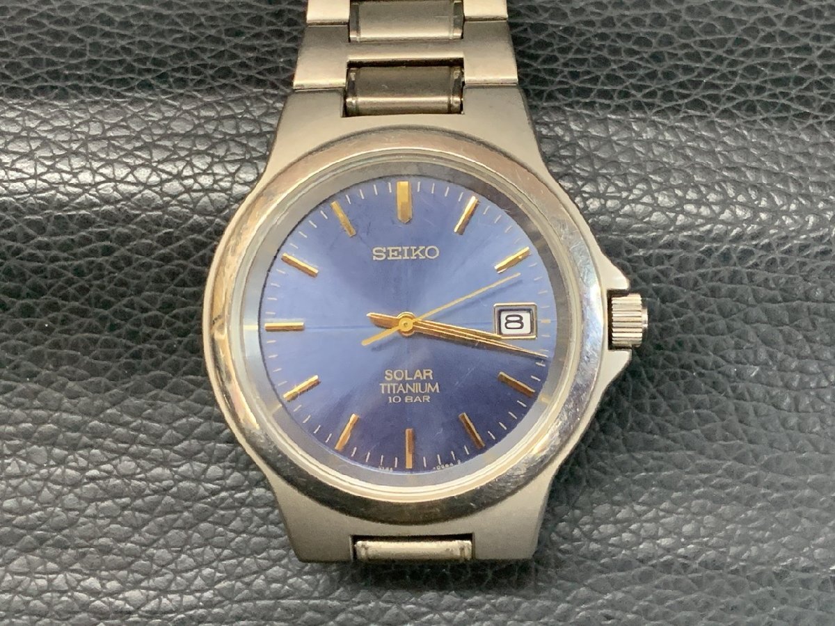 【O-8458】SEIKO TITANIUM セイコー チタニウム デイト ソーラー 腕時計 V145-0D60 同梱可【千円市場】拍卖