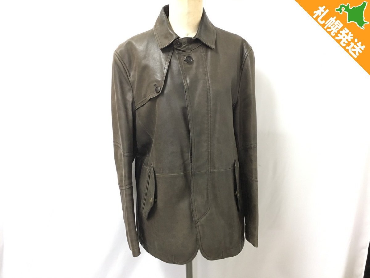 【R5-50906】JOSEPH ABBOUD ジョセフアブード 羊革 メンズ レザー ブルゾン コート Mサイズ 現状品【千円市場】拍卖