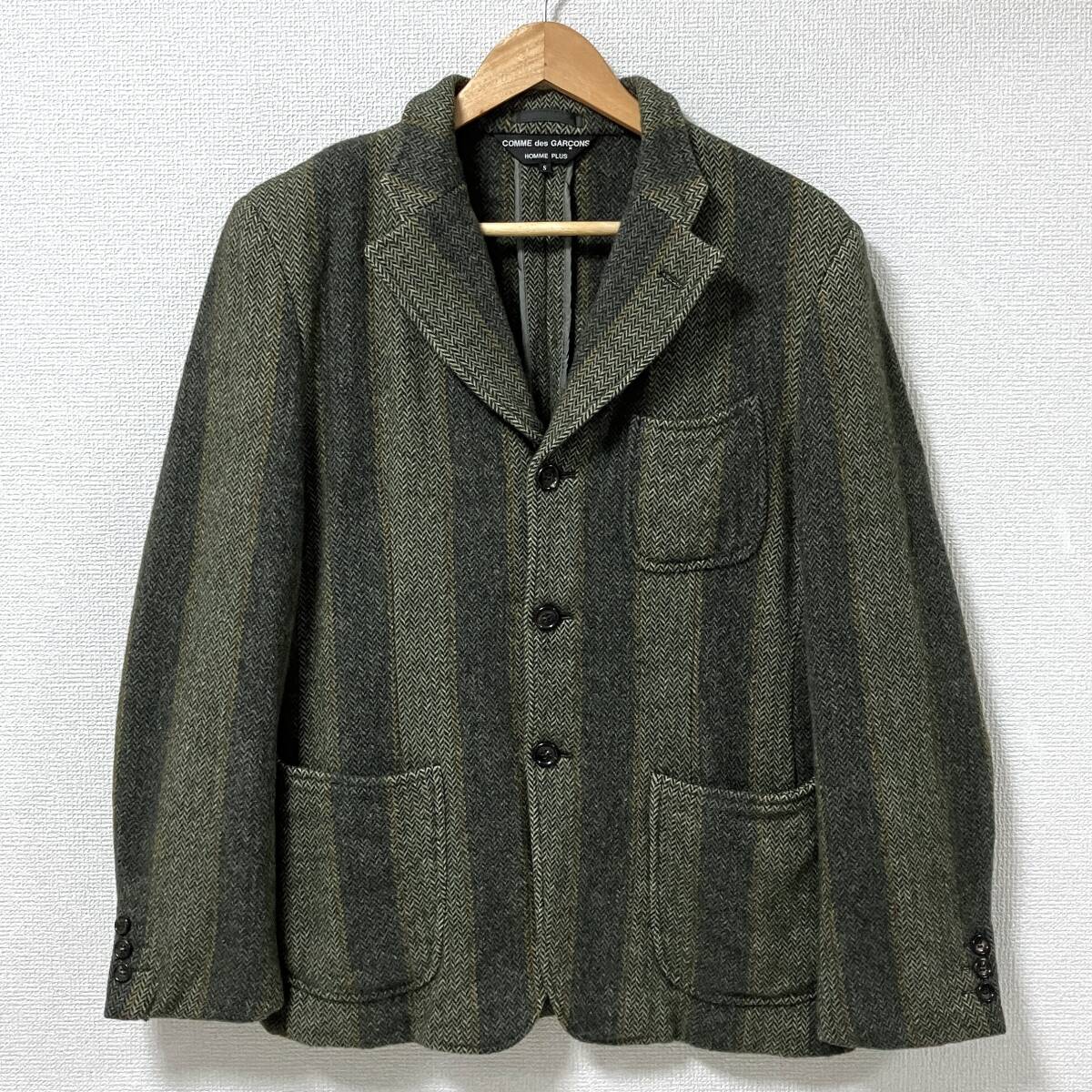 AD2000 COMME des GARCONS HOMME PLUS ウール ヘリンボーン ストライプ ジャケット コムデギャルソンオムプリュス VINTAGE archive 5050515拍卖