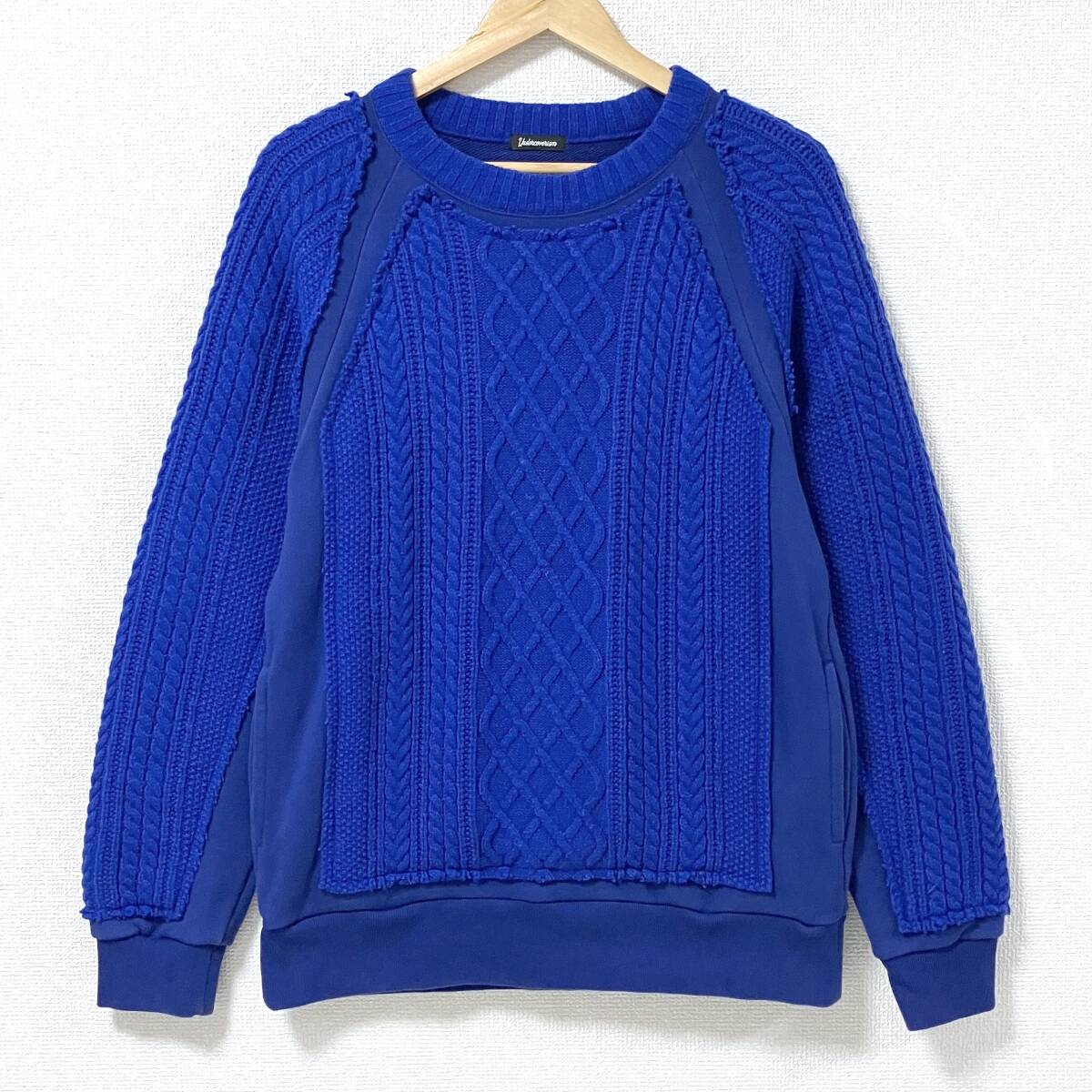 2022AW UNDERCOVER ニット ドッキング スウェット 無地 ブルー 青 2サイズ アンダーカバー セーター トレーナー archive 5050649拍卖