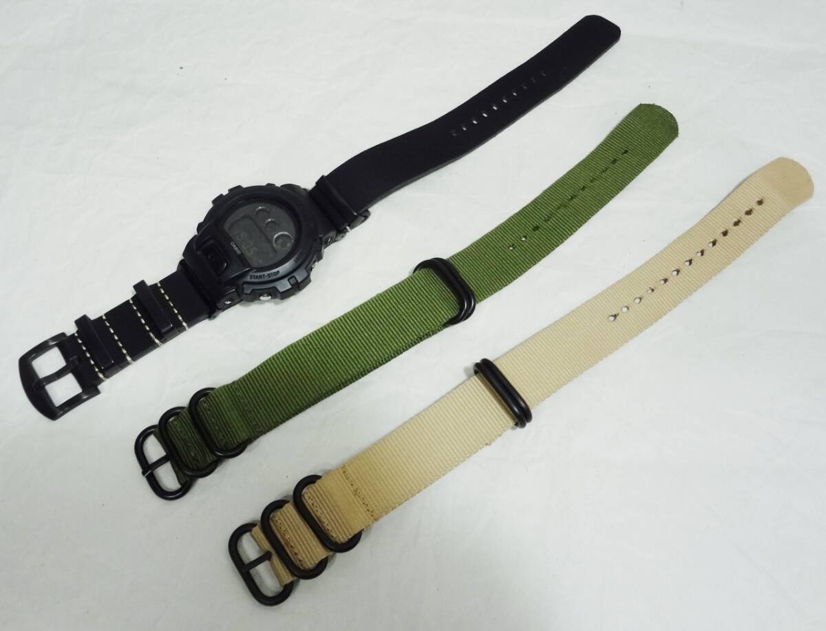 【未使用品 *ベルトのみ】G-SHOCK DW-6900 等に 汎用 ナイロン NATO ベルト ミリタリー 3本セット 取付パーツ付属拍卖